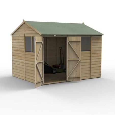 Beckwood 10x8 Reverse Apex Shed 4 Windows Double Door