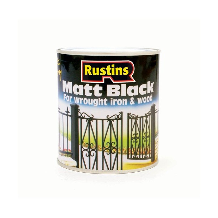 Rustins Matt Black Finish Paint 500ml