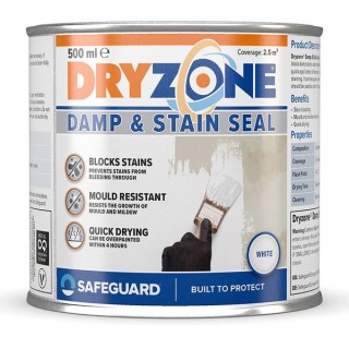 Safeguard Dryzone Stain Seal & Damp Proof Paint White 500ml