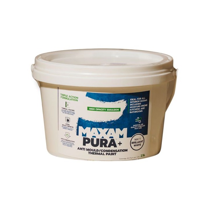 MAXAM PURA+ Anti Mould/Condensation Thermal Paint 2.5L White