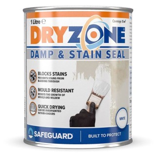 Safeguard Dryzone Stain Seal & Damp Proof Paint White 1L