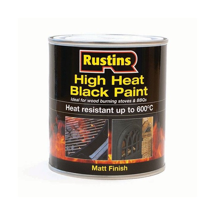 Rustins High Heat Resistant Paint Black 500ml