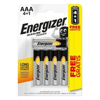 Energizer Alkaline Power AAA BP 5 Batteries 4 Pack +1