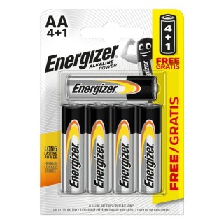 Energizer Alkaline Power AA BP 5 Batteries 4 Pack +1