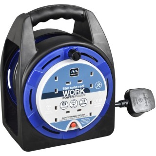 Masterplug HST1513/4BL-MP 15m 4 Socket Case Cable Reel with Thermal Cut Out 260x150x190mm