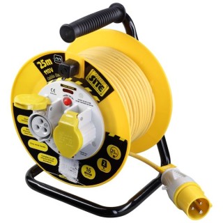 Masterplug 25m 110V 2 Socket Cable Reel with Thermal Cut Out 16A