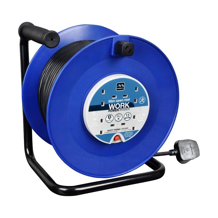 Masterplug 50m 4 Socket Cable Reel with Thermal Cut Out 13A