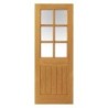JB Kind Internal Suffolk Cottage Style Prefinished 6 Light Glazed Door Thames Oak 1981 x 762 x 35mm
