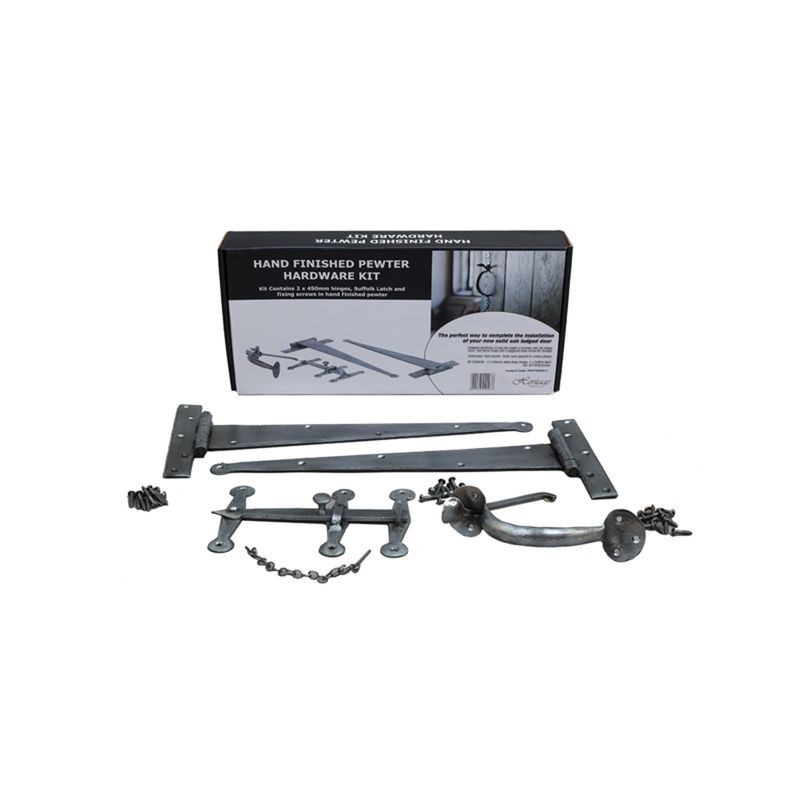 Ledged Door Hardware Set Pewter