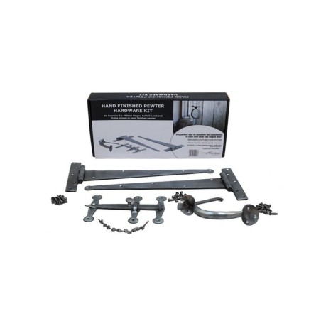 Ledged Door Hardware Set Pewter