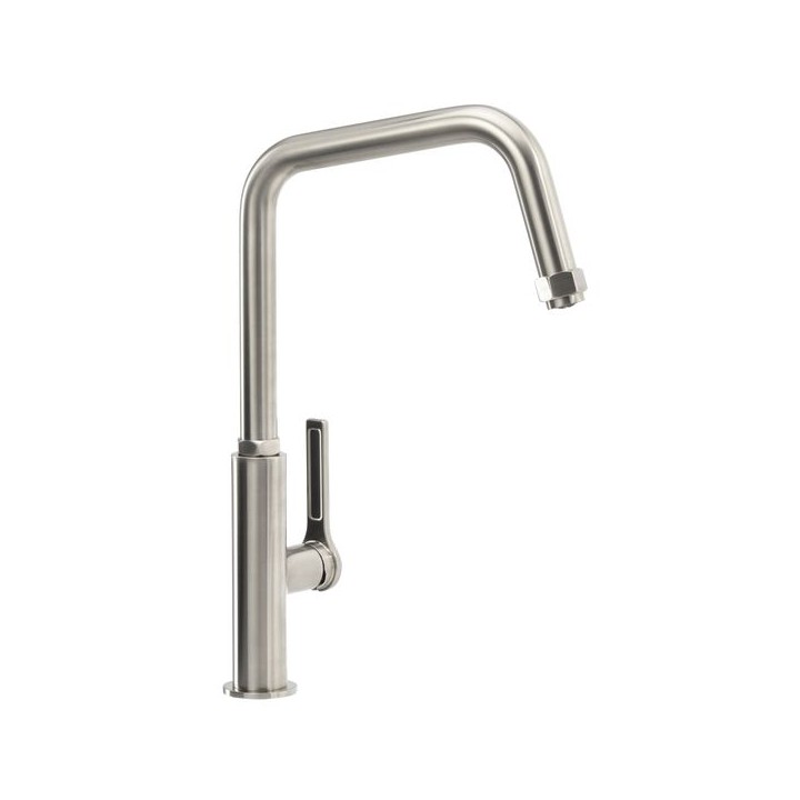 Abode Hex Single Lever Monobloc Kitchen Mixer Tap Brushed Nickel and Black AT2085
