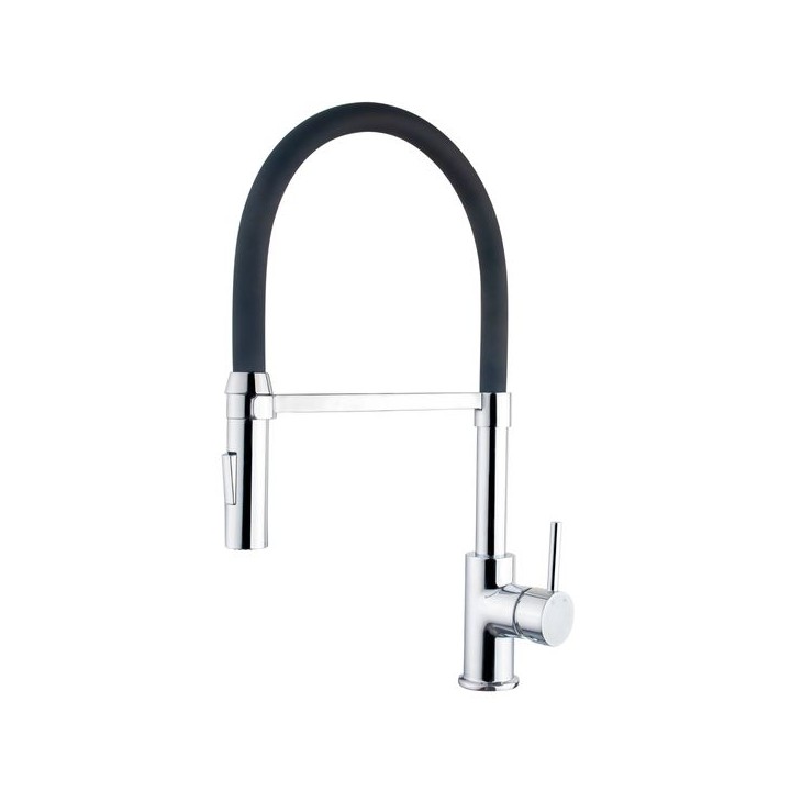 Orly Pull Out Monobloc Mixer Kitchen Tap Chrome with Black Hose