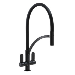 Abode AT2183 Genio Semi Professional Kitchen Mixer with Pull Around Hose Matt Black