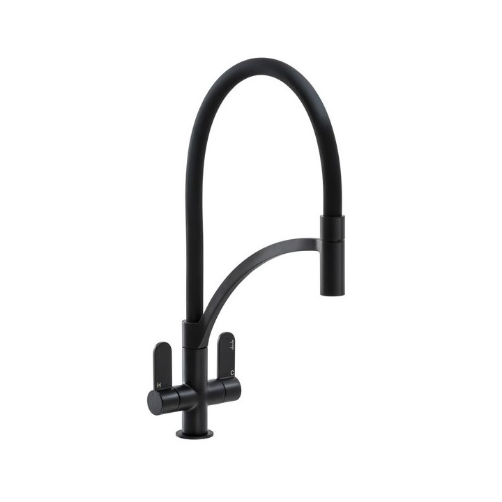 Abode AT2183 Genio Semi Professional Kitchen Mixer with Pull Around Hose Matt Black