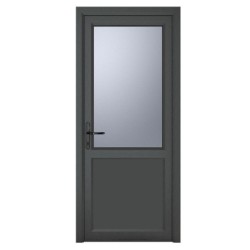Crystal Single Door Half Glass Half Panel Right Hand Grey 7016 External White Internal Obscure 890 x
