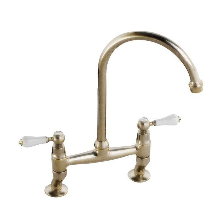 Abode AT1031 Ludlow Bridge Kitchen Mixer Tap Antique Brass