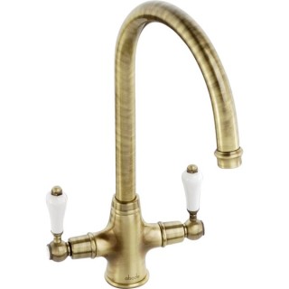 Abode Ludlow Dual Lever Monobloc Kitchen Mixer Tap Antique Brass AT1028
