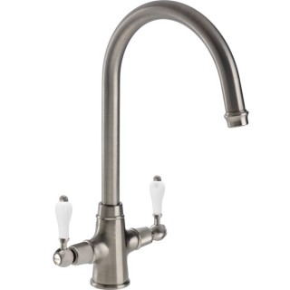 Abode Ludlow Dual Lever Monobloc Kitchen Mixer Tap Brushed Nickel AT1216