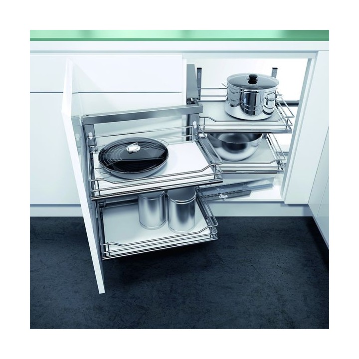 1000 mm Corner Base with 500mm Fascia Vario Corner Mechanism With Solid Baskets - Left Hand