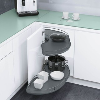 Vauth Sagel Cornerstone Maxx Power Assisted Corner Storage Solution 1000mm Mechanism for 500mm Fascia Graphite Left Hand