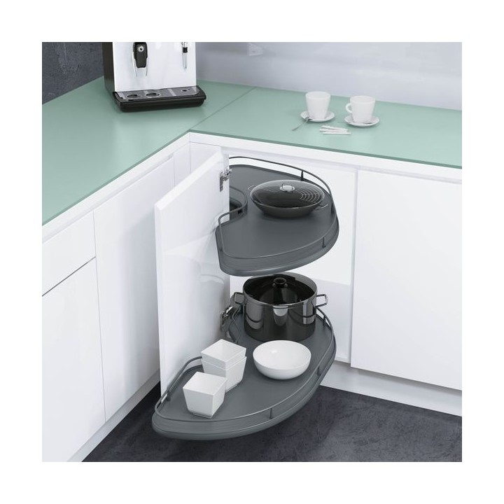 Vauth Sagel Cornerstone Maxx Power Assisted Corner Storage Solution 800mm Mechanism for 400mm Fascia Graphite Left Hand