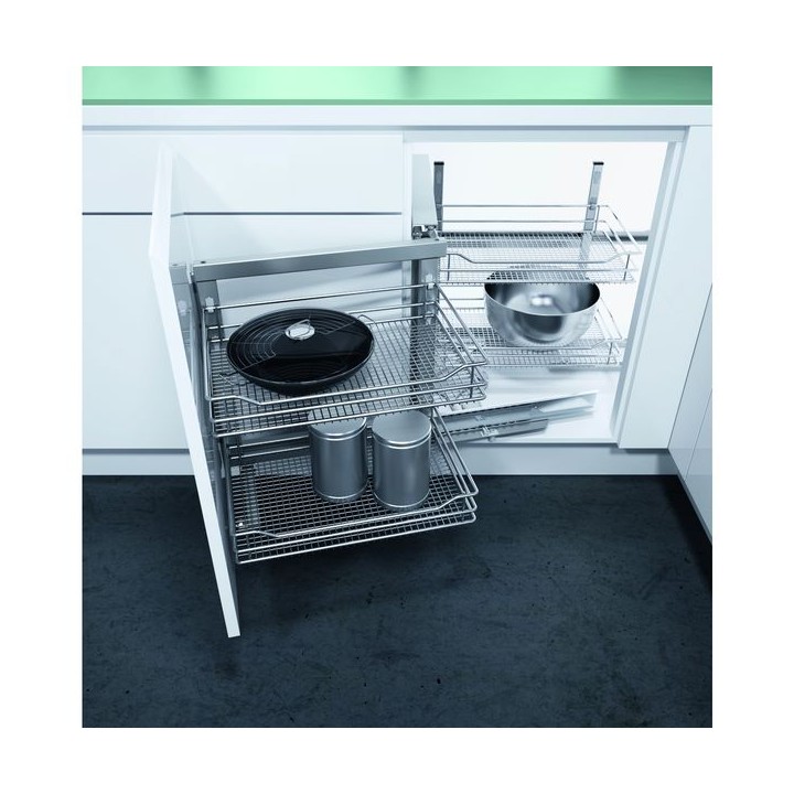 1000 mm Corner Base with 500mm Fascia Vario Corner Mechanism With Mesh Baskets - Left Hand