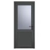 Crystal Single Door Half Glass Half Panel Left Hand Grey 7016 External White Internal Obscure 840 x