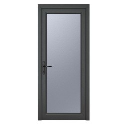 Crystal Single Door Full Glass Right Hand Grey 7016 External White Internal Obscure 840 x 2090 x 70m
