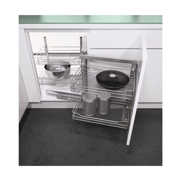 800 mm Corner Base with 400mm Fascia Vario Corner Mechanism With Mesh Baskets - Right Hand