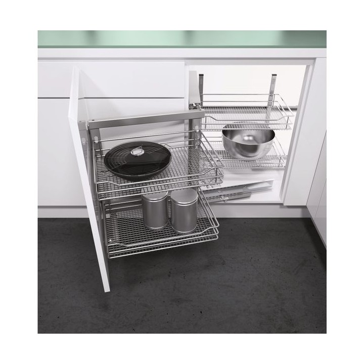 800 mm Corner Base with 400mm Fascia Vario Corner Mechanism With Mesh Baskets - Left Hand