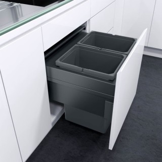 Vauth Sagel Envi Space Xx 600mm Pull Out Bin with 2 x 35L Sections Graphite 503.04.386