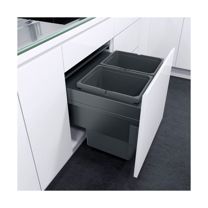 Vauth Sagel Envi Space Xx 600mm Pull Out Bin with 2 x 35L Sections Graphite 503.04.386