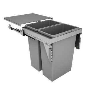 Hafele Stanto 500mm Pull Out Bin with 2 x 35L Compartments Silver/Grey 502.59.533