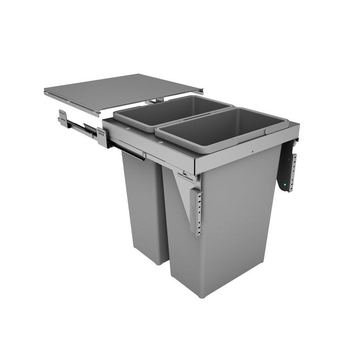 Hafele Stanto 500mm Pull Out Bin with 2 x 35L Compartments Silver/Grey 502.59.533