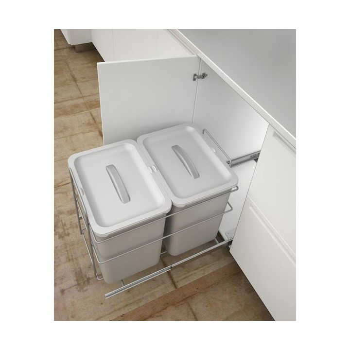 Bottom Mounted Pull Out Bin for Hinged Doors (400mm)