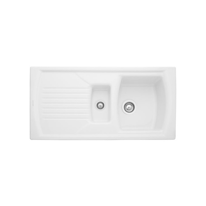 Rangemaster Tenby 1.5 Bowl Reversible Inset Sink White 995 x 497mm