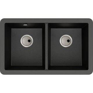 Abode Matrix 2 Bowl Undermount Black Metallic Composite Kitchen Sink