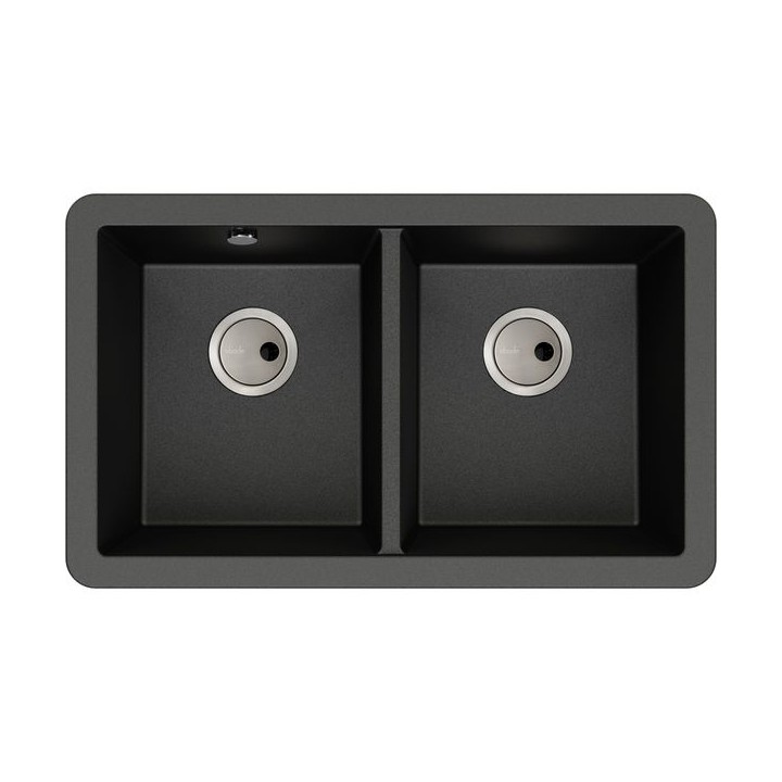 Abode Matrix 2 Bowl Undermount Black Metallic Composite Kitchen Sink