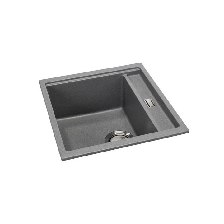 Abode AW3171 Synchronist 1.25 Bowl Compact Composite Reversible Sink No Drainer Grey