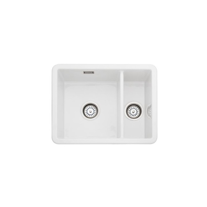 Rangemaster CRUB3315WH/ Rustique 1.5 Bowl Ceramic Inset Or Undermount Sink White 557 x 430mm