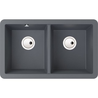 Abode Matrix 2 Bowl Undermount Grey Metallic Composite Kitchen Sink