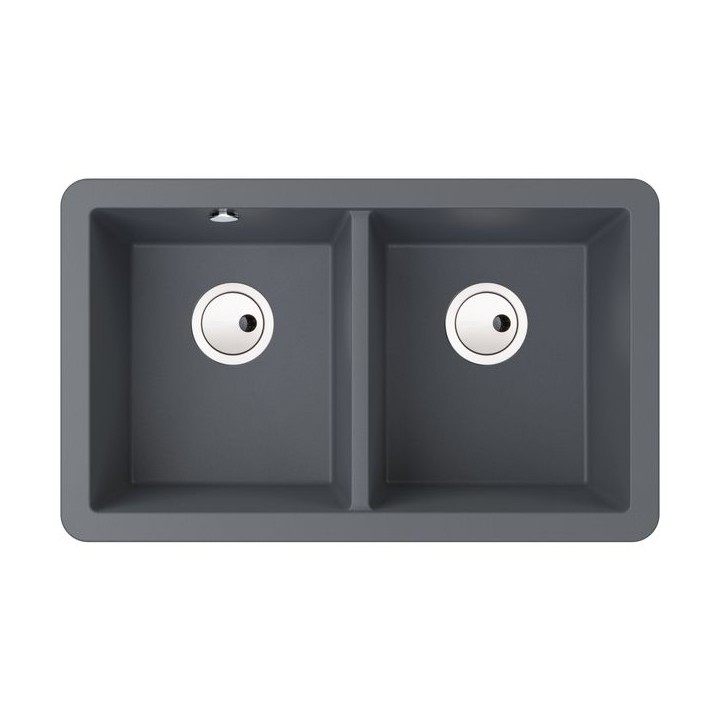 Abode Matrix 2 Bowl Undermount Grey Metallic Composite Kitchen Sink