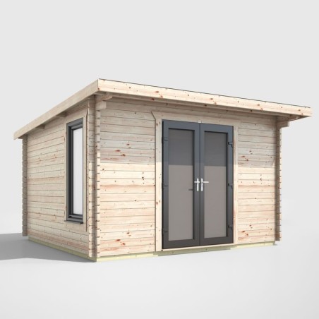 12 x 10 Power Pent Log Cabin Centre Doors