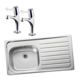 Leisure Lexin 994755 Single Bowl Right Drainer Sink and Lever Sink Tap Pack