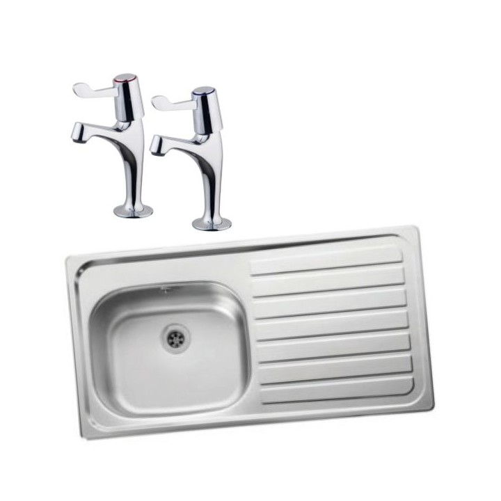 Leisure Lexin 994755 Single Bowl Right Drainer Sink and Lever Sink Tap Pack