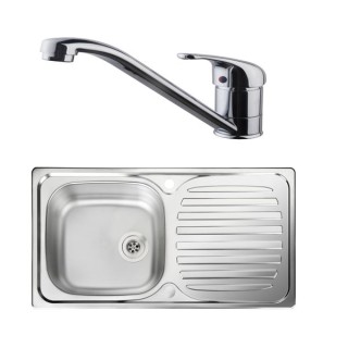 Rangemaster S0STPM202PK0010 Euroline Compact Single Bowl Sink & Corte Monobloc Mixer Tap Pack