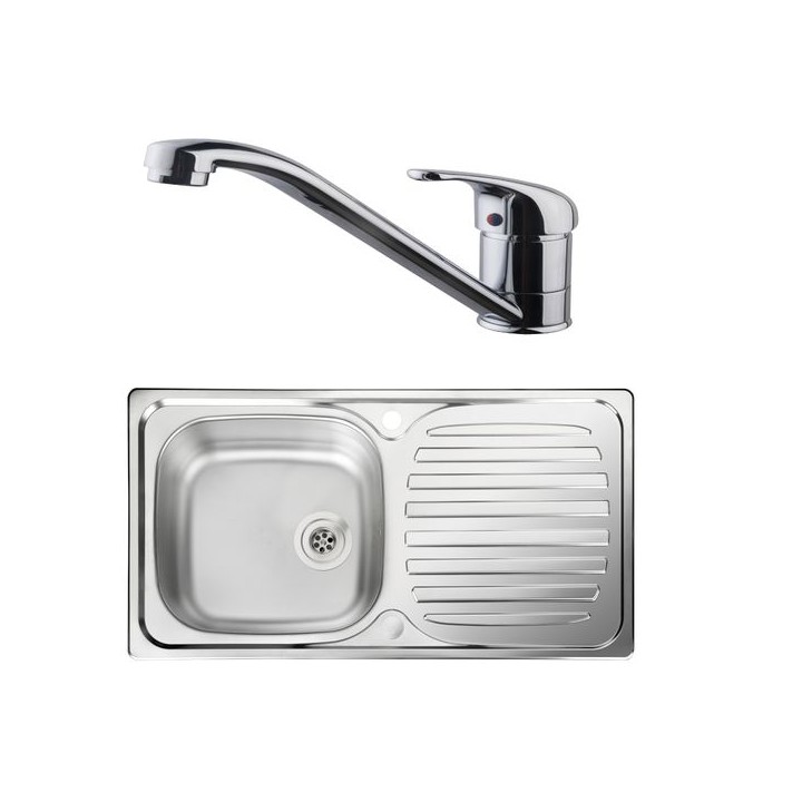 Rangemaster S0STPM202PK0010 Euroline Compact Single Bowl Sink & Corte Monobloc Mixer Tap Pack