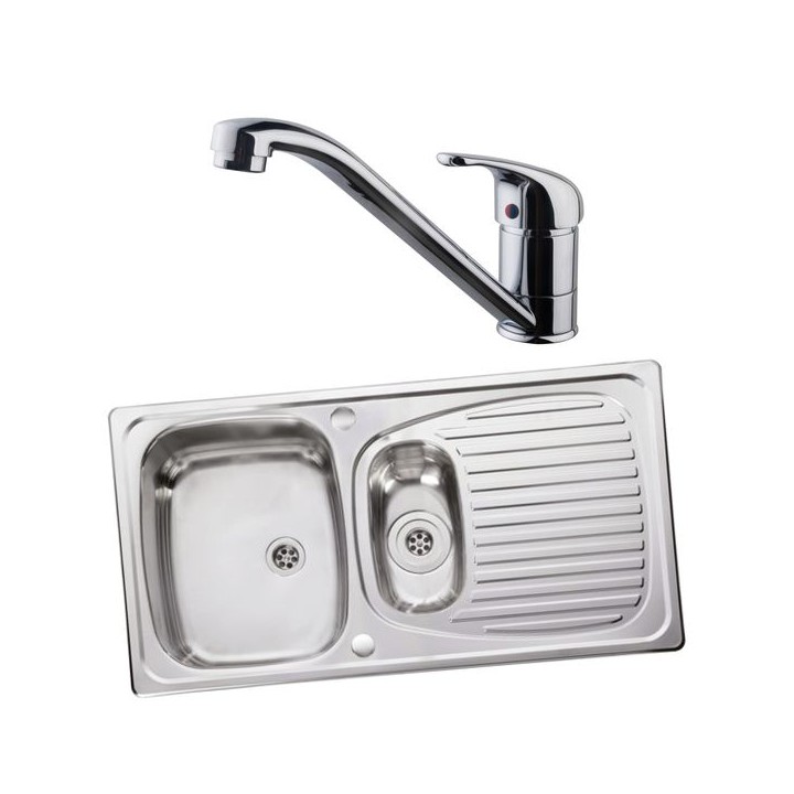 Leisure Euroline 994746 1.5 Bowl Inset Sink and Corte Monobloc Sink Mixer Pack