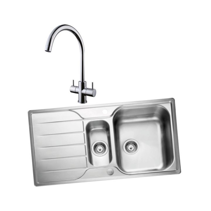 Albion 994730 1.5 Bowl Inset Sink and Chantilly Monobloc Sink Mixer Chrome Pack