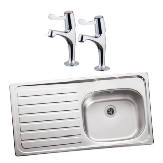Leisure Lexin 994720 Single Bowl Left Drainer Sink and Belfort Pillar Lever Sink Tap Pack